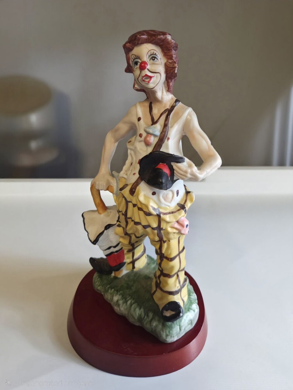 Vintage Pucci Clown Resin Statue Umbrella Hat In Hand 11.5" Tall